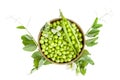 Fresh raw green peas Pisum sativum in a wooden bowl Royalty Free Stock Photo