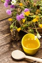 Fresh, raw honey and wild flowers