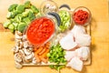 Fresh raw ingredients on the chopping board Royalty Free Stock Photo