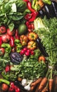 Fresh raw ingredients for healthy cooking or salad making, top view, copy space Royalty Free Stock Photo