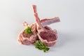 Fresh raw lamb ribs on the cutting board Royalty Free Stock Photo