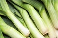 Fresh raw leeks as background, closeup. onion