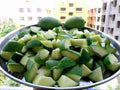 Fresh raw mango pieces for pickle images