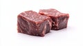 Fresh raw marbled beef cuts for culinary preparation on white background Royalty Free Stock Photo