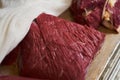 Fresh raw meat background, close-up. Fresh uncooked sliced meat Royalty Free Stock Photo