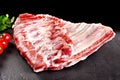 Fresh and raw meat. Ribs and pork chops uncooked, uncut ready to grill and barbecue. Royalty Free Stock Photo