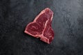 Fresh raw meat steak on dark blue background Royalty Free Stock Photo