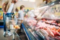 fresh raw meat in supermarket Royalty Free Stock Photo