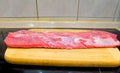 Fresh raw meat. Whole piece of Sirloin steaks in a row ready to cook Royalty Free Stock Photo