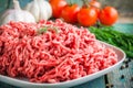 Fresh raw minced beef in a plate close up Royalty Free Stock Photo
