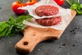 Fresh raw minced beef steak burger Royalty Free Stock Photo