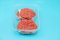 fresh raw minced meat in plastic box Royalty Free Stock Photo
