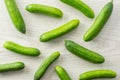 Fresh raw mini cucumber on grey wood Royalty Free Stock Photo