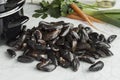 Fresh raw mussels Royalty Free Stock Photo