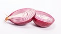 fresh raw onion slices isolated on white background, top view. Generative AI Royalty Free Stock Photo