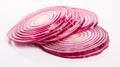 fresh raw onion slices isolated on white background, top view. Generative AI Royalty Free Stock Photo