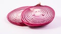 fresh raw onion slices isolated on white background, top view. Generative AI Royalty Free Stock Photo