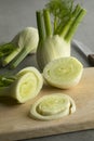 Fresh raw organic fennel bulb and slices Royalty Free Stock Photo