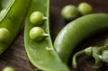 Fresh raw organic green peas Royalty Free Stock Photo