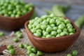 Fresh raw organic green peas Royalty Free Stock Photo