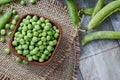 Fresh raw organic green peas Royalty Free Stock Photo