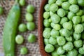 Fresh raw organic green peas Royalty Free Stock Photo