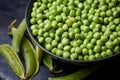 Fresh raw organic green peas Royalty Free Stock Photo