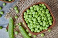 Fresh raw organic green peas Royalty Free Stock Photo