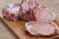 Fresh raw pork on board Royalty Free Stock Photo