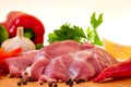 Fresh raw pork on board Royalty Free Stock Photo