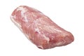 Fresh raw pork meat isolated white background. Meat tenderloin. File contains clipping path