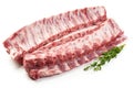 Fresh raw pork ribs, isolated on white background Royalty Free Stock Photo