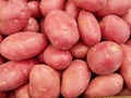 Fresh raw potatoes market, top view Royalty Free Stock Photo