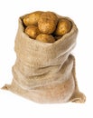 A fresh raw potatoes in a sack Royalty Free Stock Photo