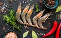 Fresh raw prawns Royalty Free Stock Photo