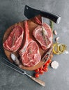 Fresh raw Prime Black Angus beef steaks. Variety of raw beef meat steaks for grilling