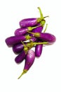 Fresh raw Purple Eggplant striped purple eggplants isolated on white background Royalty Free Stock Photo