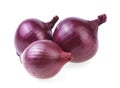 Fresh raw purple onions isolated on white background. Red onion Royalty Free Stock Photo