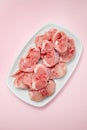 Fresh raw rabbit meat on dish Royalty Free Stock Photo