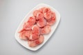 Fresh raw rabbit meat on dish Royalty Free Stock Photo