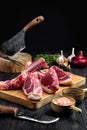 Fresh raw rack of lamb on cutting board Royalty Free Stock Photo