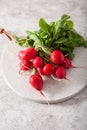 Fresh raw radish over gray background