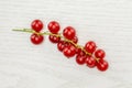 Fresh raw red currant berry on grey wood Royalty Free Stock Photo