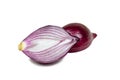 Fresh raw red sliced onion bulb isolated on white background. Royalty Free Stock Photo