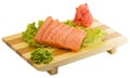 Fresh raw salmon fish pieces on plate isolated Royalty Free Stock Photo