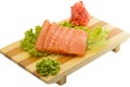 Fresh raw salmon fish pieces on plate isolated Royalty Free Stock Photo