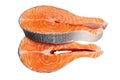 Fresh raw salmon fish steaks isolated on white.