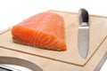 Fresh Raw Salmon Fish On Wooden Board