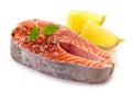 Fresh raw salmon steak slices Royalty Free Stock Photo