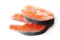 Fresh raw salmon steak slices. Royalty Free Stock Photo